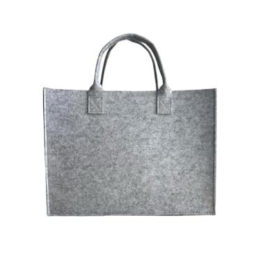 Imagem de DxXU SewLife 1 bolsa de feltro para mercearia, bolsa portátil grande, reutilizável, para lembrancinhas de festa, academia, praia, artesanato DIY (4. Cinza claro)
