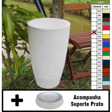 Imagem de Kit Vaso Planta + Prato 65x40 Oval Moderno Polietileno - BGPLASTICOS, 