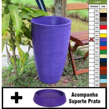 Imagem de Kit Vaso Planta + Prato 65x40 Oval Moderno Polietileno - BGPLASTICOS, 