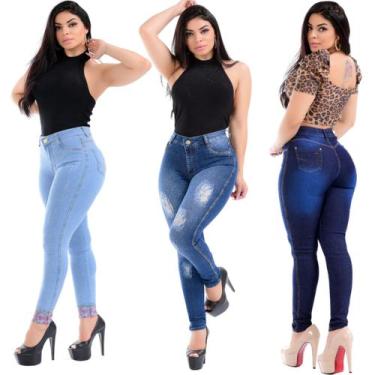 Imagem de Kit 3 Feminina Jeans Calça Levanta Bumbum - Apollogy, 40