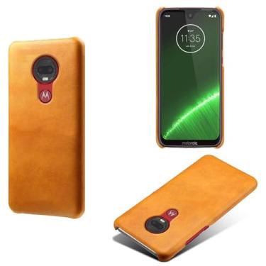 Imagem de Capa para MOTO G7 Plus,Proteção contra quedas,Casca de volta de cor sólida simples,Design de couro de imitação de plástico-Orange