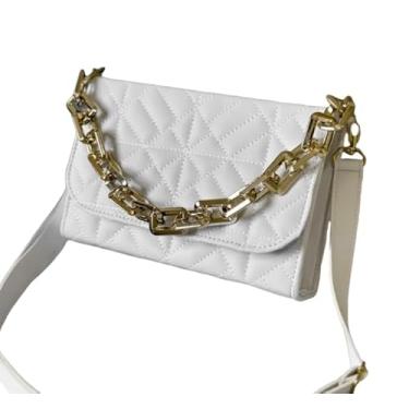 Imagem de Bolsa Feminina Luxo Alça Corrente de Mão e Transversal(Marfim)