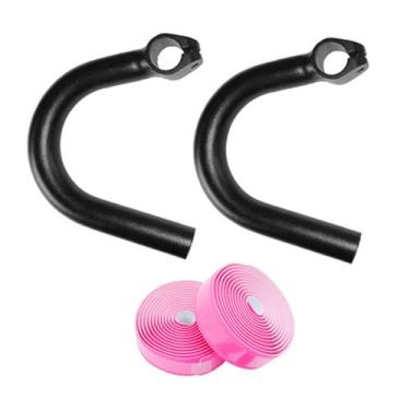 Imagem de YIJU Guidão de bicicleta, barra de apoio com apoio de braço forte e confortável, premium, barra de com ângulo externo, liga de alumínio, para ciclismo ao, Fita de Guidão Rosa