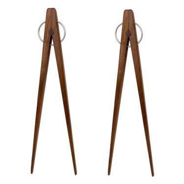 Imagem de UPTALY 2 pinças para Hashis para Sushi (25 cm), pinças de madeira de acácia, Hashis para Treinamento de Iniciantes, Ponta Inclinada, para salada, torrada, pão, bolo, macarrão (A4)