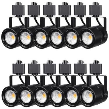 Imagem de Cabeças de iluminação de trilho substituíveis de lâmpada 7,5W H, branco frio 5500K sem cintilação CRI90+, luminárias de teto reguláveis para exibição de arte de parede, preto pacote com 12