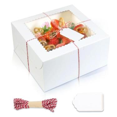 Imagem de Caixas de bolo DOYIDE de 10 x 10 x 5 polegadas de papelão branco (20 u