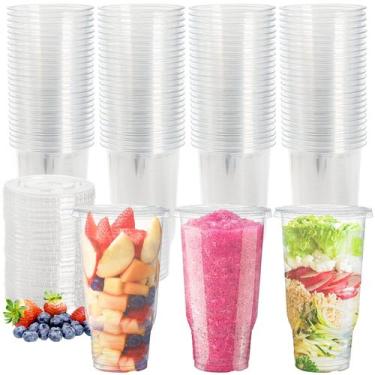 Imagem de Copo de plástico TOPZEA 950ml para café gelado com tampa, pacote com 5