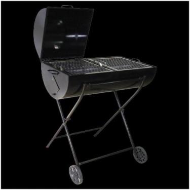 Imagem de Churrasqueira Tambor 100 Litros Mista Com Carrinho E Grelha - OURO MIN