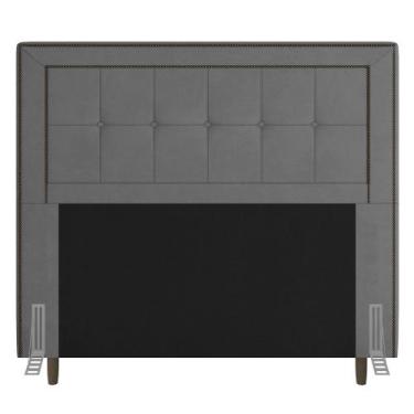 Imagem de Cabeceira Cama Box Casal King Size Luxor 195cm com Tachas e Frame Sued