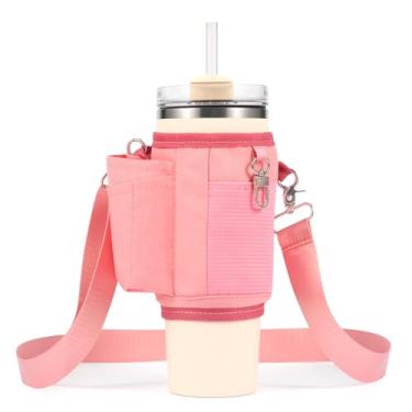 Imagem de STAISE Bolsa de transporte para garrafa de água Stanley Copo de 40/850 g com alça, bolsa transversal com bolso para celular, capa para cartão e alça destacável, acessórios Stanley Cup, Quencher o dia