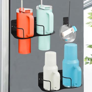 Imagem de Pacote com 2 suportes magnéticos para geladeira - com um suporte de tampa para copos Stanley, canecas de café não pareil e para geladeira, cafeteira, cozinha e armários
