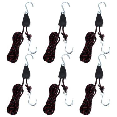 Imagem de Pacote com 6 tiras de catraca de amarração de corda de caiaque, 1/10.2 cm x 3.6 m Kayak-Ratchet-Ties Downs Canoa Bow and Stern Ties Down Straps, Heavy Duty Adjustable Rope Clip Tie Down Kayak and