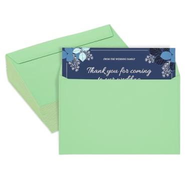 Imagem de Envelopes verdes autoselados 15 x 23 cm, pacote com 50, envelopes coloridos tamanho carta 15 x 23 cm, envelopes para cartões, convites, feriados, cartões postais, presentes, papel de 14,5 kg,