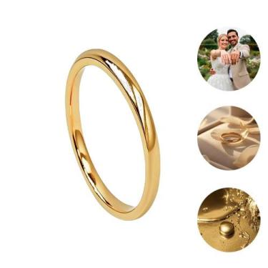 Imagem de Aliança de Tungstênio Ouro 18K 2mm tradicional anatômica - Oremte, 16