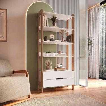 Imagem de Estante Para Livros 100% MDF Com 2 Gavetas e 4 Prateleiras Elvis - FD