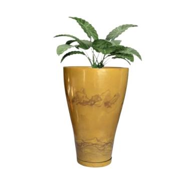 Imagem de Vaso Polietileno P/Plantas Grande Marmorizado Cônico Luxo Varanda 46cm (Dourado)