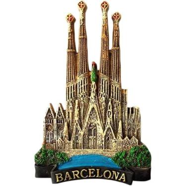 Imagem de Ímã de geladeira, Barcelona Espanha Lembrança Ímã de geladeira 3D, decoração de casa e cozinha Barcelona Espanha ímã de geladeira