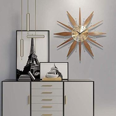 Imagem de Relógio decorativo grande para decoração de parede/relógio de parede, vintage industrial rústico estilo casa de fazenda moderna decoração de casa ideal para sala de estar relógio analógico de metal