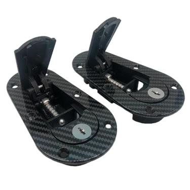 Imagem de QCBQBI [Substituição] Kit de trava do capô do motor do capô do carro de corrida com chaves de bloqueio do capô (Cor: Fibra de carbono)