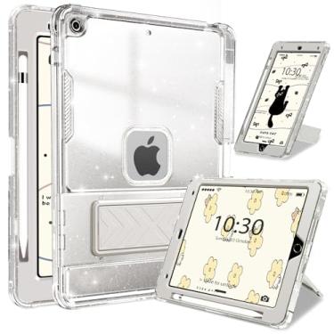 Imagem de INFILAND Capa para iPad 9ª/8ª/7ª geração 2021/2020/2019 10,2 polegadas com glitter, capa protetora à prova de choque para iPad 7/8/9 geração com suporte, suporte para lápis para crianças, meninas e