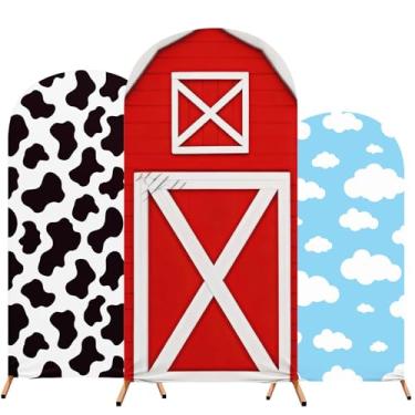 Imagem de RimCereal Conjunto de 3 capas de fundo de arco de desenho animado em elastano com elástico de vaca para decoração de 1,2 m, 1,5 m, 1,8 m para decoração de cerimônia de banquete de aniversário de