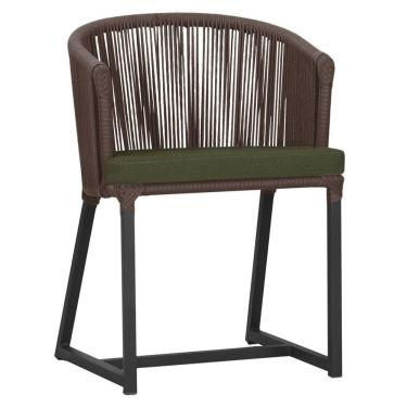 Imagem de Cadeira De Jantar Noronha Alumínio Preta E13 Trama Original Marrom