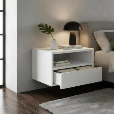 Imagem de Mesa de Cabeceira Nicho com Gaveteiro Suspenso de Parede Off White Lac