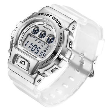 Imagem de Relógio De Pulso Militar Criativo Feminino, Impermeável Digital Prata Transparente