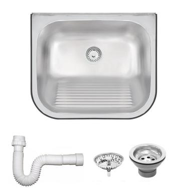 Imagem de Tanque de Parede Tramontina Hera Wall 30 L em Aço Inox Acetinado 50x40 cm e Sifão 94401107