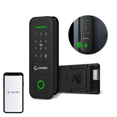 Imagem de Fechadura Digital Wifi Garen com Biometria, Tag, Senha E Puxador embut