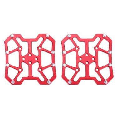 Imagem de Chiffonade 1 par de adaptadores de pedal de liga de alumínio sem clipe para conversor de pedal de plataforma universal para bicicletas de montanha e estrada (vermelho)