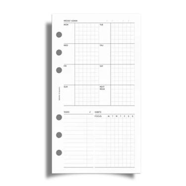 Imagem de Cloth & Paper Inserções semanais para planejadores de administração | Tamanho de bolso 8 x 12 cm | Perfurador de 6 anéis | Início de segunda-feira | Recarga minimalista de agenda semanal | Lista de