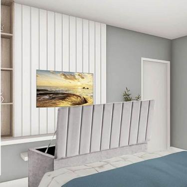 Imagem de Calçadeira Baú Recamier Estofada Cama King 190cm Carla Suede Cinza Cla