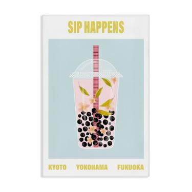 Imagem de Stupell Industries Arte de parede em tela Sip Happens Boba Tea, design por A Barefoot Stylist, 91 x 61 cm