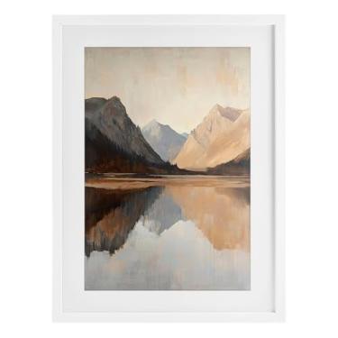 Imagem de Stupell Industries Terracotta Reflections Lake Landscape Black Framed Print Under Glass, design by Petal Prints Design, 20 x 14