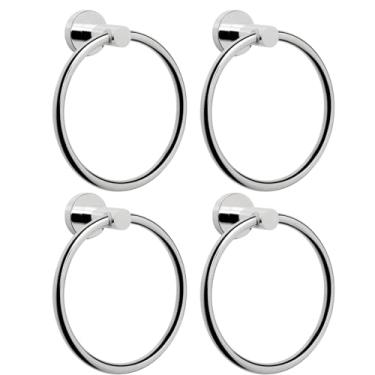 Imagem de NearMoon Anel de toalha de banho, acessórios de hardware de banheiro - suporte de toalha de mão de aço inoxidável espesso para banheiro, cabide de toalha redondo moderno montado na parede (cromado