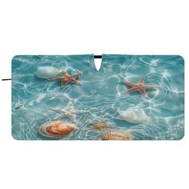 Imagem de Blueangle Para-brisa Starfish Shell Verão Praia Para-brisas - 149.9 cm x 76.2 cm Dobrável Carro Frontal Para-sol Blocos Raios UV Viseira de Sol (788)