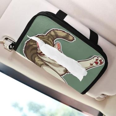 Imagem de SEHANY Porta-lenços de carro de gato fofo, caixa de lenços de papel de carro, suporte de guardanapo retangular dispensador de máscara de carro caixa de lenços de veículo para automóvel universal
