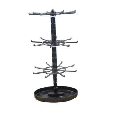 Imagem de Vaveren Suporte giratório para joias, organizador de joias, torre para brincos, suporte de armazenamento de grande capacidade, porta-colares para mesa, Preto de 3 Camadas