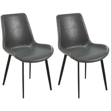 Imagem de Kit 2 Cadeiras de Jantar Estofada Chicago Base Metal - Cinza Escuro