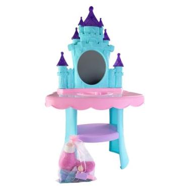 Imagem de Kit com 2 Unidades Penteadeira Infantil Salão de Beleza com Espelho, Secador, Pentes, Esmaltes, Batom, Acessórios, 66x38x20cm, Polipropileno