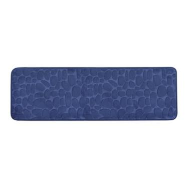 Imagem de Insun Tapete de banheiro longo de espuma viscoelástica de paralelepípedo, absorvente lavável antiderrapante para chão, chuveiro, banheira azul marinho 50,8 cm x 152,4 cm