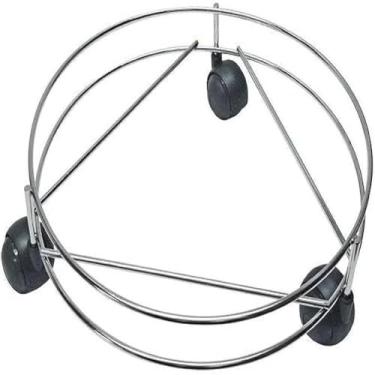 Imagem de Suporte movel para botijao de gas, com vasos, flores e rodas, util, completo.