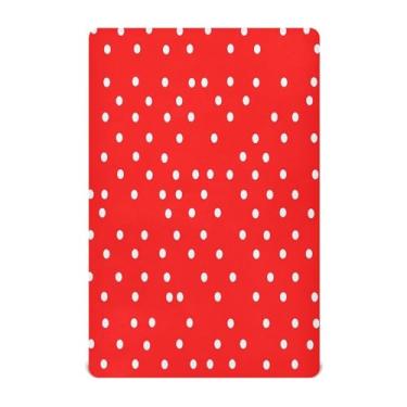 Imagem de Qilmy Lençóis de berço de bolinhas vermelhas, macio e respirável, de microfibra elástica, para meninos e meninas, lençol com elástico para meninos e meninas, 132 x 71 cm, capa de colchão infantil