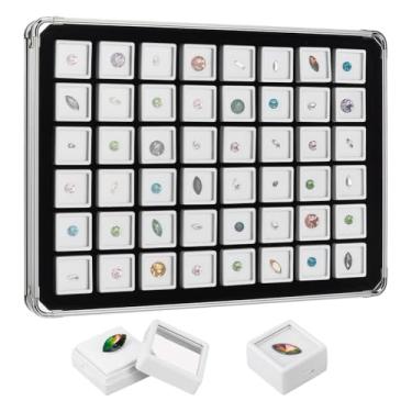 Imagem de PH PandaHall Caixa de exibição de pedras preciosas, 48 peças, bandeja de armazenamento de diamante, caixa de exibição de joias de alumínio, organizador de joias, potes de armazenamento de contas com