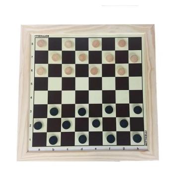 Imagem de Jogo de Damas Tabuleiro Serigrafado casas 5x5 cm + Pçs de Damas 30 mm 