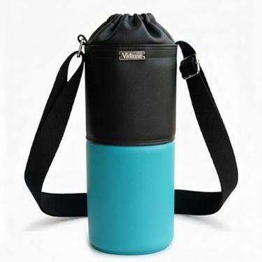 Imagem de Bolsa Térmica (PRETO COM TIFFANY) RAMIERE para Garrafa de 1,5 LITROS ml em Couro Sintético - Coleção Cores VERÃO 2026