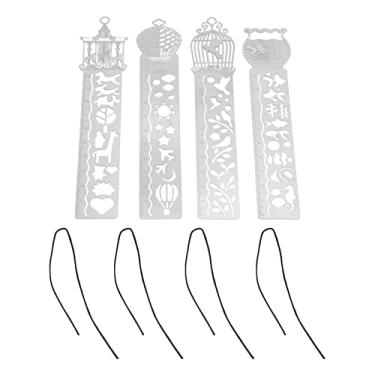 Imagem de SIWOTED Estêncil Régua Portátil Multifuncional 4 Modelos de Padrão de Desenhos Animados Manual de Pintura Marcadores Régua de Metal Oco