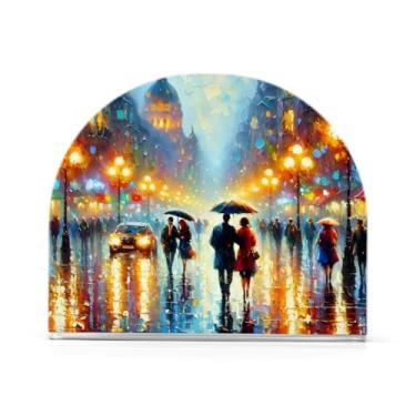 Imagem de Porta-guardanapos azuis Rainy City para cozinha, 1 pacote de porta-guardanapos de almoço, porta-guardanapos de acrílico para banheiro