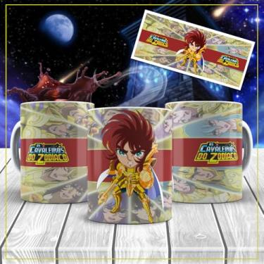 Imagem de Caneca Porcelana Os Cavaleiros do Zodíaco Cavaleiro de Ouro Todos Os Personagens 325ml (Libra)